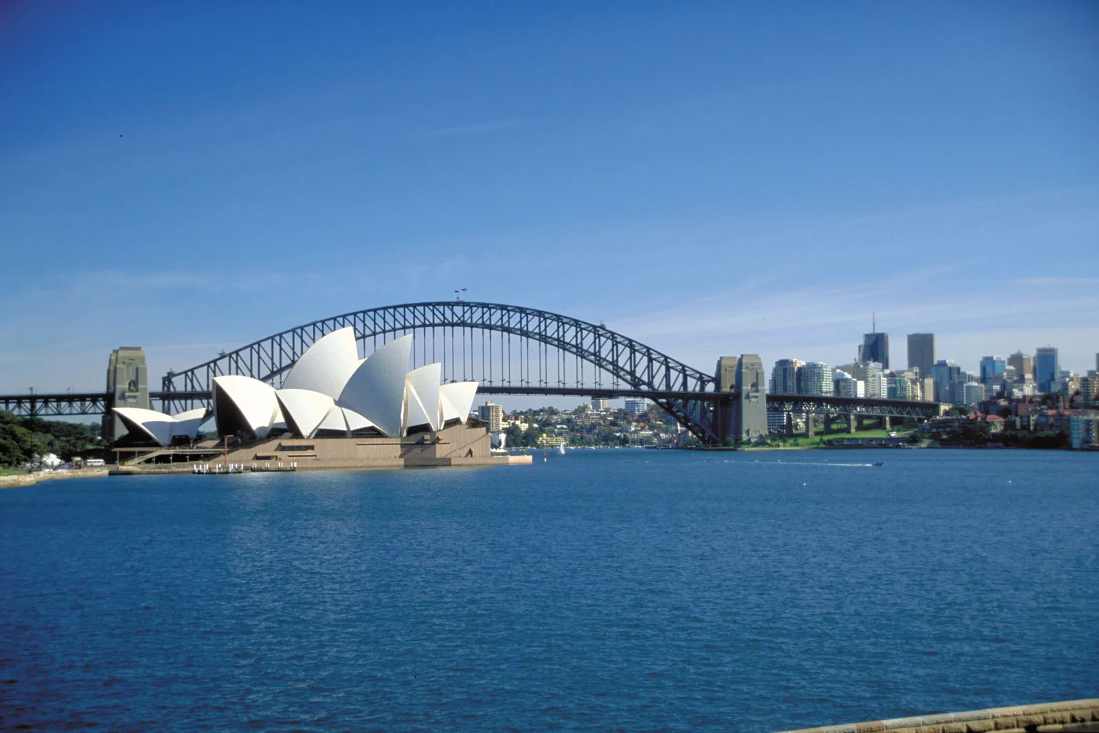 Sydney Opera House and Harbour Bridge in Port Jackson, Sydney